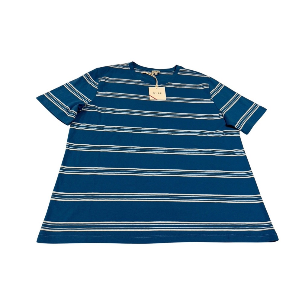 Kule The Modern Tee Women’s M White & Blue Striped Short Sleeve Casual Preppy - Picture 1 of 12